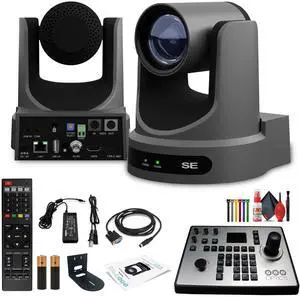 PTZOptics Move SE PTZ Camera with 20x Optical Zoom (Gray) (PT20X-SE-GY-G3) + PT-JOY-G4 Controller +  Wall Mount
