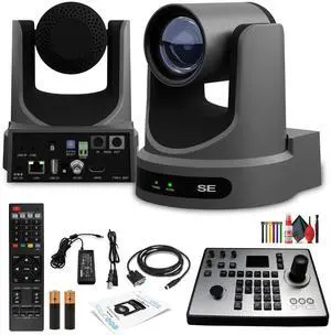 PTZOptics Move SE PTZ Camera with 20x Optical Zoom (Gray) (PT20X-SE-GY-G3) + PTZOptics PT-JOY-G4 Controller