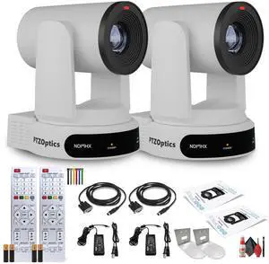 2 x PTZOptics Move 4K PTZ Camera with 30x Zoom (White) (PT30X-4K-WH-G3) + 2 x Wall Mount