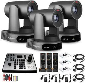 3 x PTZOptics Move 4K PTZ Camera with 30x Zoom (Gray) (PT30X-4K-GY-G3) + PT-JOY-G4 Controller
