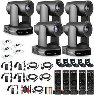 5 x PTZOptics Move 4K PTZ Camera with 30x Zoom (Gray) (PT30X-4K-GY-G3) + 5 x Wall Mount