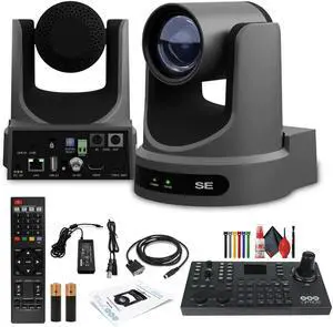 PTZOptics Move SE PTZ Camera with 30x Optical Zoom (PT30X-SE-GY-G3) + SuperJoy PTZ Camera Controller
