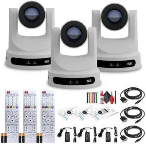 3 x PTZOptics Move SE PTZ Camera with 30x Optical Zoom (White) (PT30X-SE-WH-G3)