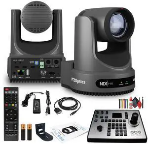 PTZOptics Move 4K PTZ Camera with 20x Zoom (Gray) (PT20X-4K-GY-G3) + PT-JOY-G4 Controller + Wall Mount
