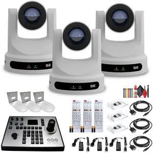 5 x PTZOptics Move SE PTZ Camera with 20x Optical Zoom + PT-JOY-G4 Controller + 5 x Wall Mount