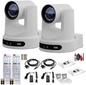 2 x PTZOptics Move SE PTZ Camera with 30x Optical Zoom (White) (PT30X-SE-WH-G3) + 2 x  Wall Mount (White)
