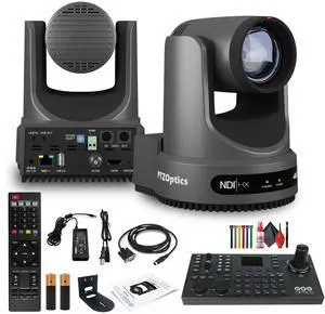 PTZOptics Move 4K PTZ Camera with 20x Zoom (Gray) (PT20X-4K-GY-G3) + SuperJoy PTZ Controller + Wall Mount