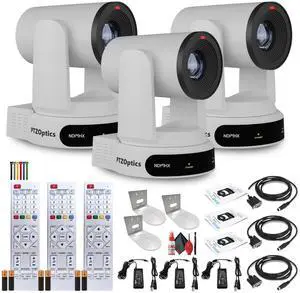 3 x PTZOptics Move 4K PTZ Camera with 30x Zoom (White) (PT30X-4K-WH-G3) + 3 x Wall Mount