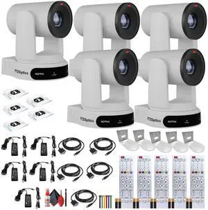 5 x PTZOptics Move 4K PTZ Camera with 30x Zoom (White) (PT30X-4K-WH-G3) + 5 x Wall Mount