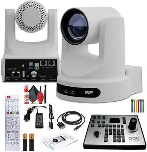 PTZOptics Move SE PTZ Camera with 20x Optical Zoom (White) (PT20X-SE-WH-G3) + PT-JOY-G4 Controller