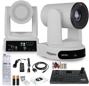 PTZOptics Move 4K PTZ Camera with 30x Zoom (White) (PT30X-4K-WH-G3) + SuperJoy PTZ Controller + Wall Mount