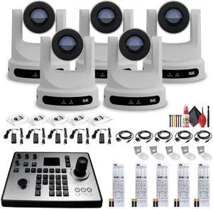 5 x PTZOptics Move SE PTZ Camera with 30x Optical Zoom + PTZOptics PT-JOY-G4 Controller + 5 x  Wall Mount