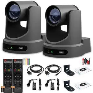 2 x PTZOptics Move SE PTZ Camera with 20x Optical Zoom (Gray) (PT20X-SE-GY-G3) + 2 x Wall Mount