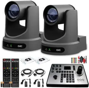 2 x PTZOptics Move SE PTZ Camera with 20x Optical Zoom (Gray) (PT20X-SE-GY-G3) + PT-JOY-G4 Controller