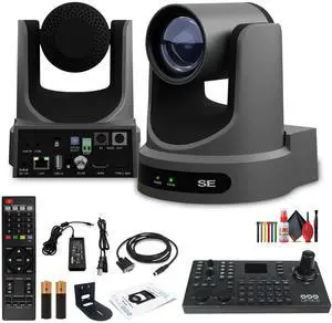 PTZOptics Move SE PTZ Camera with 20x Optical Zoom (PT20X-SE-GY-G3) + SuperJoy PTZ Camera Controller +  Wall Mount