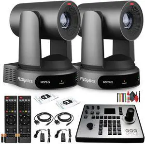 2 x PTZOptics Move 4K PTZ Camera with 30x Zoom (Gray) (PT30X-4K-GY-G3) + PT-JOY-G4 Controller
