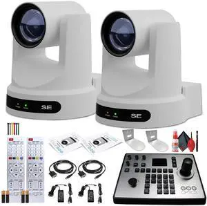 2 x PTZOptics Move SE PTZ Camera with 30x Optical Zoom + PTZOptics PT-JOY-G4 Controller + 2 x  Wall Mount