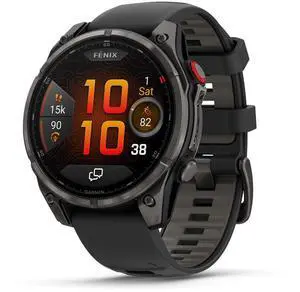 Garmin fnix® 8 Pro, 51mm, AMOLED Display, Premium Connected Multisport GPS Smartwatch, inReach® Technology, Sapphire, Carbon Gray DLC Titanium with Black/Pebble Gray Silicone Band