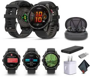 Garmin Fenix 8 Pro  47 mm, AMOLED, Sapphire, Carbon Gray DLC Titanium with Black/Pebble Gray Silicone Band