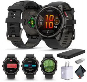 Garmin Fenix 8 Pro  47 mm, AMOLED, Sapphire, Carbon Gray DLC Titanium with Black/Pebble Gray Silicone Band