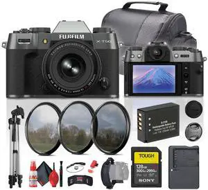 Fujifilm X-T50 Mirrorless Camera with 16-50mm f/2.8-4.8 Lens (Charcoal) Bundle