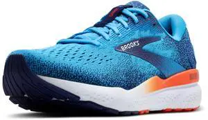 Brooks Mens Ghost 16 Neutral Running Shoe - Bonnie Blue/Blue Ribbon/Orange - 12 Medium