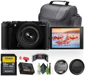 Fujifilm X-M5 Mirrorless Camera + XC 15-45mm f/3.5-5.6 OIS PZ Lens Bundle -Black