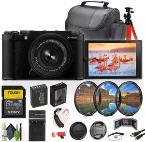Fujifilm X-M5 Mirrorless Camera + XC 15-45mm f/3.5-5.6 OIS PZ Lens Bundle- Black
