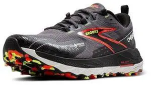 Brooks Mens Cascadia 18 GTX Waterproof Mountain Trail Running Shoe - Blackened Pearl/Black/Tomato - 8.5 Medium