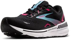 Brooks Womens Adrenaline GTS 23 GTX Waterproof Supportive Running Shoe - Black/Knockout Pink/Aqua - 10 Medium