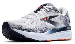 Brooks Mens Ghost 16 Neutral Running Shoe - White/Peacoat/Orange - 10.5 Medium