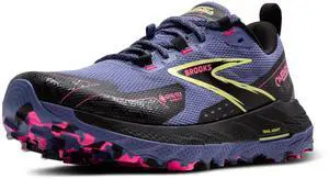 Brooks Womens Cascadia 18 GTX Waterproof Mountain Trail Running Shoe - Grey Blue/Black/Pink - 12 Medium