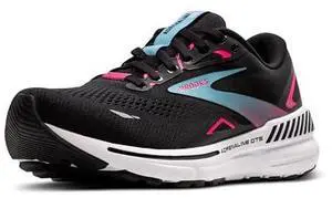 Brooks Womens Adrenaline GTS 23 GTX Waterproof Supportive Running Shoe - Black/Knockout Pink/Aqua - 7 Medium