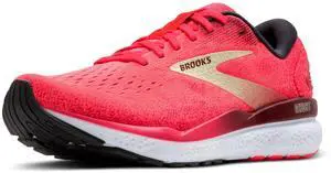 Brooks Womens Ghost 16 Neutral Running Shoe - Pink/Sundried Tomato/Cream - 9.5 Medium