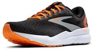 Brooks Womens Ghost 16 Neutral Running Shoe - Black/Orange/White - 6.5 Medium