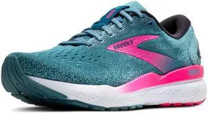 Brooks Womens Ghost 16 Neutral Running Shoe - Blue/Pink/Moroccan Blue - 7 Medium