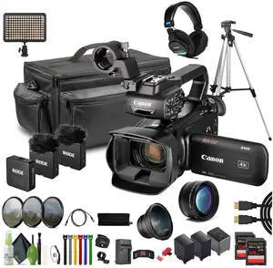 Canon XA65 PAL Professional UHD 4K Camcorder + 2x 128GB Memory Card + Headphones