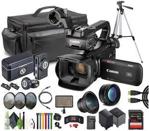 Canon XA65 PAL Professional UHD 4K Camcorder + 128GB Memory Card + Microphone