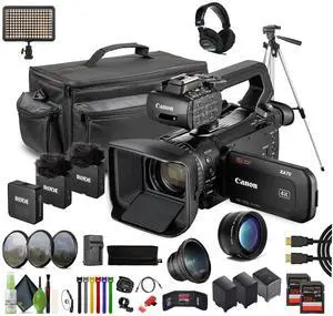 Canon XA70 PAL 4K UHD / 25p Camcorder + 2x 128GB Memory Card + Headphones + More