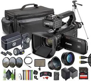 Canon XA70 PAL 4K UHD / 25p Camcorder + 128GB Memory Card + LED light + More