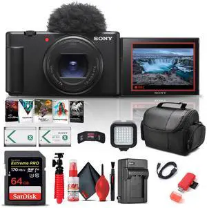 Sony ZV-1 II Digital Camera + 64GB Memory Card + Photo Software + Battery + More