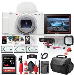 Sony ZV-1 II Digital Camera + Pro Mic + 64GB Memory Card + Photo Software + More