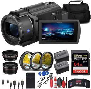 Sony FDR-AX43 UHD 4K Handycam Camcorder + 64GB Memory Card + NP-FV70 Battery + More