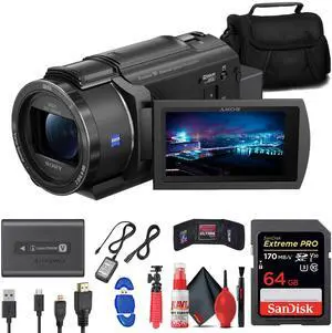 Sony FDR-AX43 UHD 4K Handycam Camcorder + 64GB Memory Card + Bag + More