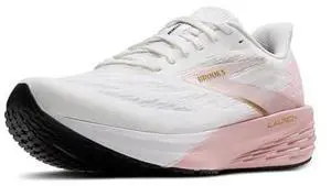 Brooks Womens Launch 11 Neutral Running Shoe - White/Gold/Pink - 6 Medium