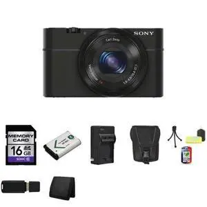 Sony DSC-RX100 Digital Camera + External Rapid Charger + 16GB SDHC Memory Card (Class 10) + NP-BX1 Lion Battery + Carryi