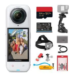 Insta360 X5 8K 360 Waterproof Action Camera (White) 1/1.28" Sensors, Replaceable Lenses, PureVideo AI + More
