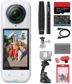 Insta360 X5 8K 360 Waterproof Action Camera (White) |  1/1.28" Sensors, Replaceable Lenses, PureVideo AI + More