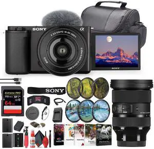 Sony ZV-E10 Mirrorless Camera with 16-50mm II Lens (Black) + Sony 18-105mm Lens + More