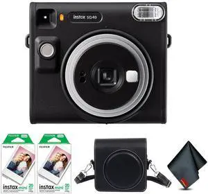 FUJIFILM INSTAX SQUARE SQ40 Instant Film Camera (Black), Pack of2 instax Film